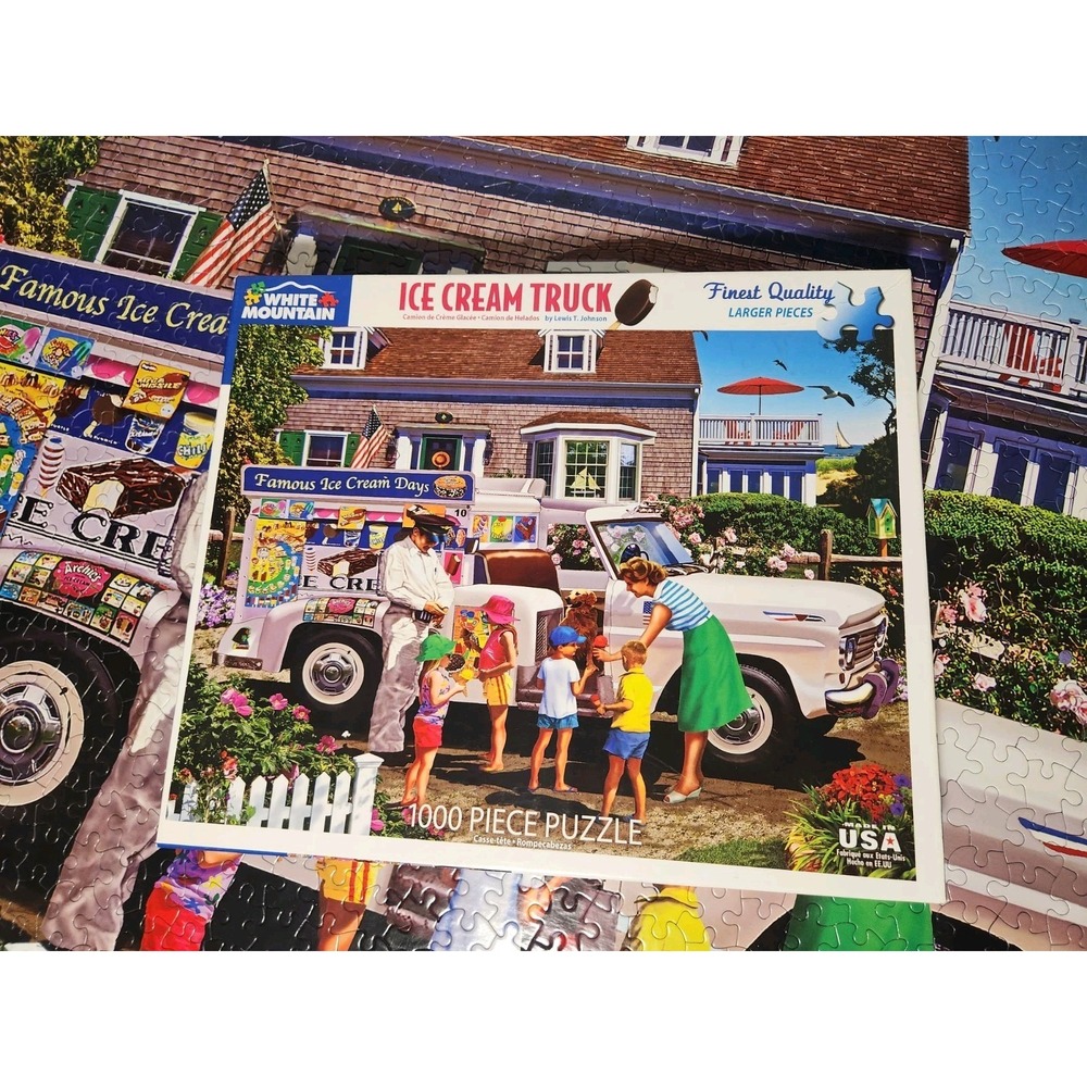 White Mountain Ice Cream Truck 1000 Piece Jigsaw Puzzle Complete Lewis T Johnson